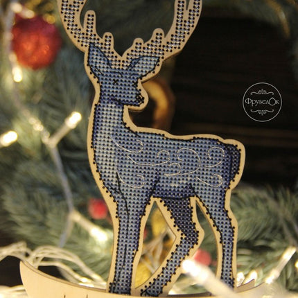 DIY Cross stitch kit on wood "Silver Hoof" 5.1x3.7 in / 13.0x9.5 cm