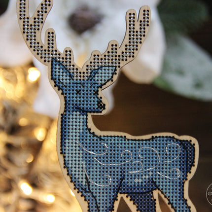 DIY Cross stitch kit on wood "Silver Hoof" 5.1x3.7 in / 13.0x9.5 cm