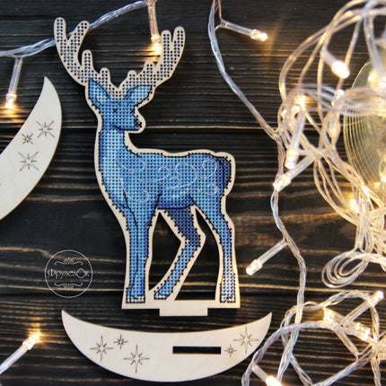 DIY Cross stitch kit on wood "Silver Hoof" 5.1x3.7 in / 13.0x9.5 cm