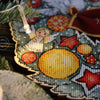 DIY Cross stitch kit on wood "Christmas" 8.1x9.1 in / 20.5x23.0 cm