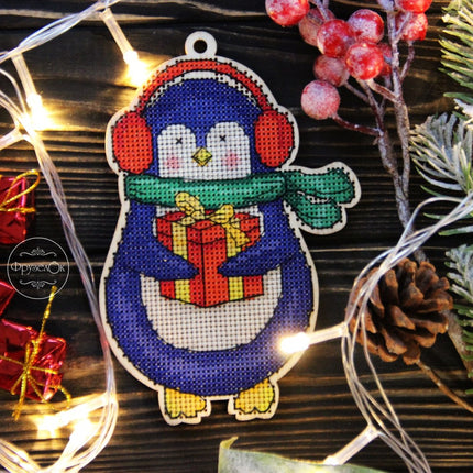 DIY Cross stitch kit on wood "Leonid" 5.7x3.9 in / 14.5x10.0 cm