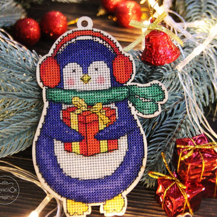 DIY Cross stitch kit on wood "Leonid" 5.7x3.9 in / 14.5x10.0 cm