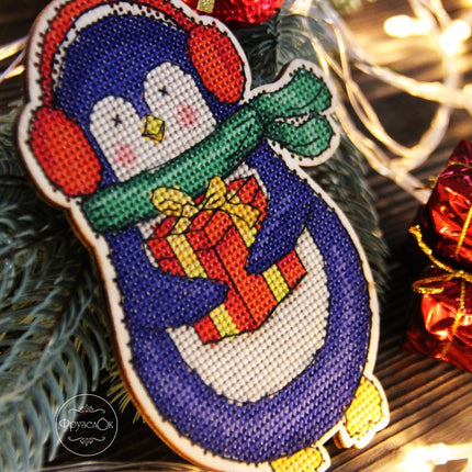 DIY Cross stitch kit on wood "Leonid" 5.7x3.9 in / 14.5x10.0 cm