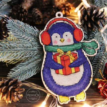DIY Cross stitch kit on wood "Leonid" 5.7x3.9 in / 14.5x10.0 cm