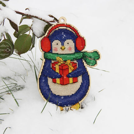 DIY Cross stitch kit on wood "Leonid" 5.7x3.9 in / 14.5x10.0 cm