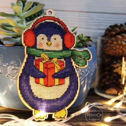 DIY Cross stitch kit on wood "Leonid" 5.7x3.9 in / 14.5x10.0 cm