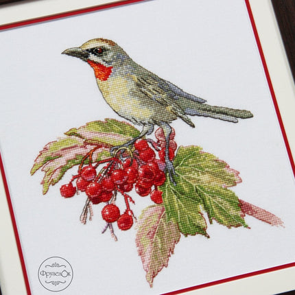 DIY Cross Stitch Kit "Nightingale" 7.9x8.7 in / 20.0x22.0 cm