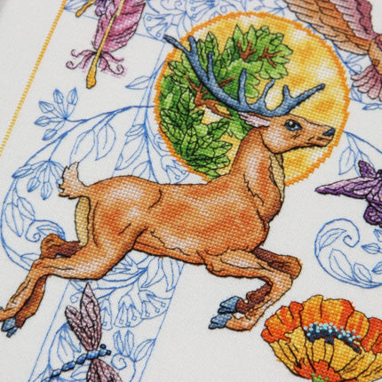 DIY Cross Stitch Kit "Deer" 9.6x14.2 in / 24.5x36.0 cm