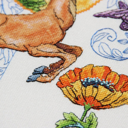 DIY Cross Stitch Kit "Deer" 9.6x14.2 in / 24.5x36.0 cm