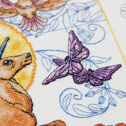 DIY Cross Stitch Kit "Deer" 9.6x14.2 in / 24.5x36.0 cm