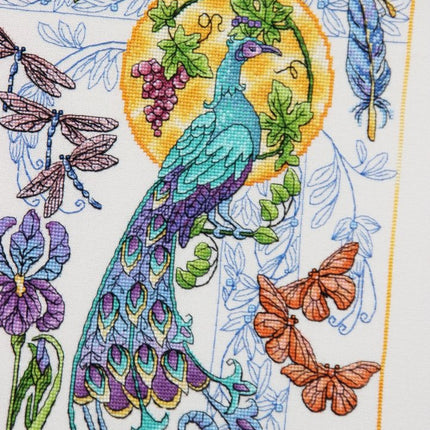 DIY Cross Stitch Kit "Peacock" 10.2x14.2 in / 26.0x36.0 cm