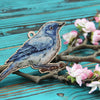 DIY Cross stitch kit on wood "Blue Nightingale" 5.5x3.5 in / 14.0x9.0 cm