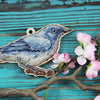 DIY Cross stitch kit on wood "Blue Nightingale" 5.5x3.5 in / 14.0x9.0 cm