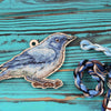 DIY Cross stitch kit on wood "Blue Nightingale" 5.5x3.5 in / 14.0x9.0 cm