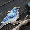 DIY Cross stitch kit on wood "Blue Nightingale" 5.5x3.5 in / 14.0x9.0 cm