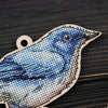 DIY Cross stitch kit on wood "Blue Nightingale" 5.5x3.5 in / 14.0x9.0 cm