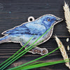 DIY Cross stitch kit on wood "Blue Nightingale" 5.5x3.5 in / 14.0x9.0 cm