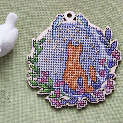 DIY Cross stitch kit on wood "Fedir" 3.9x4.1 in / 10.0x10.5 cm