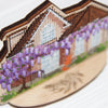DIY Cross stitch kit on wood "Spring Cottage" 4.5x3.3 in / 11.5x8.5 cm