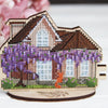 DIY Cross stitch kit on wood "Spring Cottage" 4.5x3.3 in / 11.5x8.5 cm