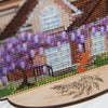 DIY Cross stitch kit on wood "Spring Cottage" 4.5x3.3 in / 11.5x8.5 cm