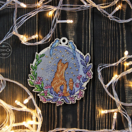 DIY Cross stitch kit on wood "Fedir" 3.9x4.1 in / 10.0x10.5 cm