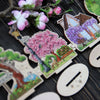 DIY Cross stitch kit on wood "Spring Cottage" 4.5x3.3 in / 11.5x8.5 cm