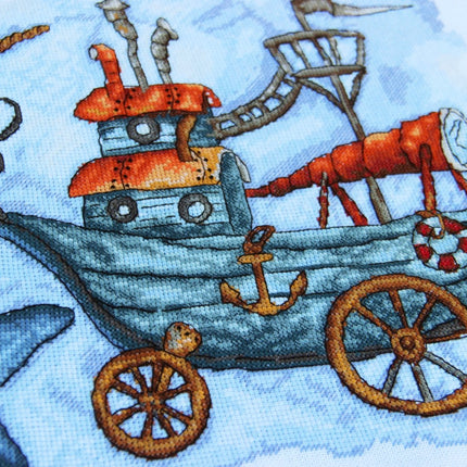 DIY Cross Stitch Kit "Narwhal" 13.8x9.4 in / 35.0x24.0 cm