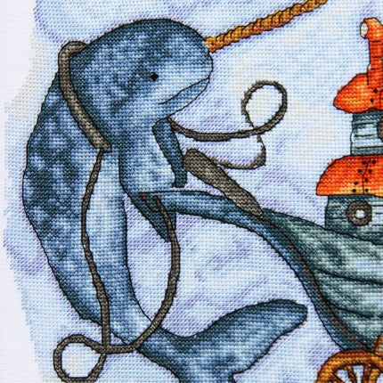 DIY Cross Stitch Kit "Narwhal" 13.8x9.4 in / 35.0x24.0 cm