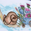 DIY Cross Stitch Kit "Snail with cups" 13.0x8.3 in / 33.0x21.0 cm