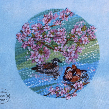DIY Cross Stitch Kit "Ducks" 8.7x9.1 in / 22.0x23.0 cm