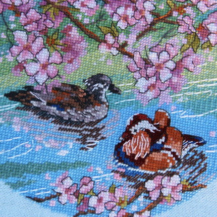 DIY Cross Stitch Kit "Ducks" 8.7x9.1 in / 22.0x23.0 cm
