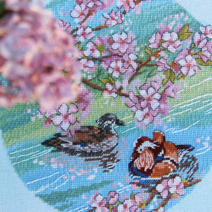 DIY Cross Stitch Kit "Ducks" 8.7x9.1 in / 22.0x23.0 cm