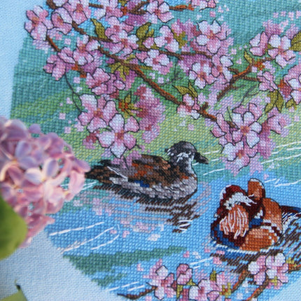 DIY Cross Stitch Kit "Ducks" 8.7x9.1 in / 22.0x23.0 cm