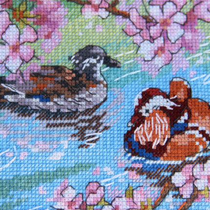 DIY Cross Stitch Kit "Ducks" 8.7x9.1 in / 22.0x23.0 cm