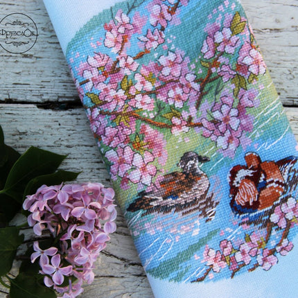 DIY Cross Stitch Kit "Ducks" 8.7x9.1 in / 22.0x23.0 cm