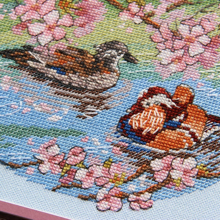 DIY Cross Stitch Kit "Ducks" 8.7x9.1 in / 22.0x23.0 cm