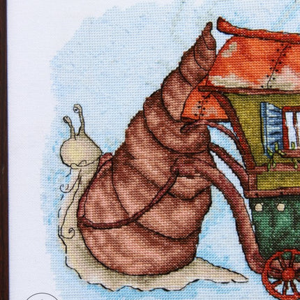 DIY Cross Stitch Kit "Snail with a house" 12.6x8.7 in / 32.0x22.0 cm