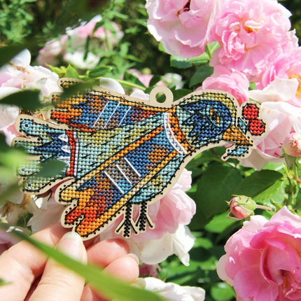 DIY Cross stitch kit on wood "Olenka" 4.9x3.1 in / 12.5x8.0 cm