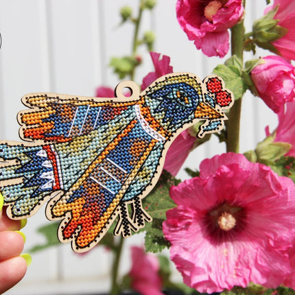 DIY Cross stitch kit on wood "Olenka" 4.9x3.1 in / 12.5x8.0 cm