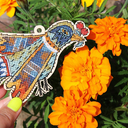 DIY Cross stitch kit on wood "Olenka" 4.9x3.1 in / 12.5x8.0 cm