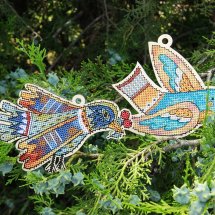DIY Cross stitch kit on wood "Olenka" 4.9x3.1 in / 12.5x8.0 cm