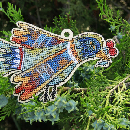 DIY Cross stitch kit on wood "Olenka" 4.9x3.1 in / 12.5x8.0 cm