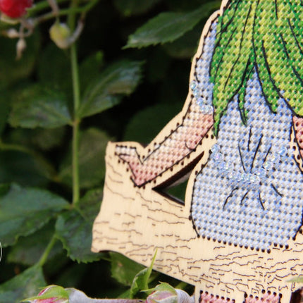 DIY Cross stitch kit on wood "Mavka" 5.5x3.7 in / 14.0x9.5 cm