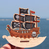 DIY Cross stitch kit on wood "Pirate Ship" 3.9x3.9 in / 10.0x10.0 cm