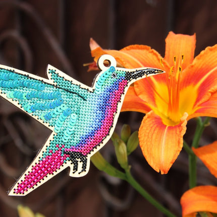 DIY Cross stitch kit on wood "Marynka" 5.1x3.5 in / 13.0x9.0 cm