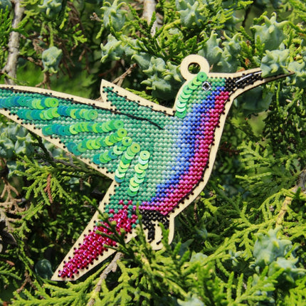 DIY Cross stitch kit on wood "Marynka" 5.1x3.5 in / 13.0x9.0 cm