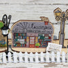 DIY Cross stitch kit on wood "Bookstore" 4.5x3.5 in / 11.5x9.0 cm