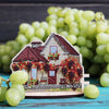 DIY Cross stitch kit on wood "Cottage with Grapes" 4.3x3.3 in / 11.0x8.5 cm