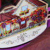 DIY Cross stitch kit on wood "Cottage with Grapes" 4.3x3.3 in / 11.0x8.5 cm